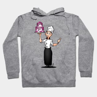 Pastry chef with a pink glazed cake Hoodie